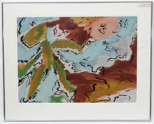 Cameron Morgan, XXI, Watercolour and mixed media, Scotland, An abstract landscape composition.