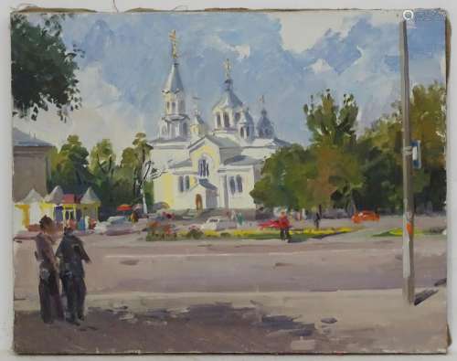 Leonid Nikolayevich Sheludko, late XX, Ukrainian / Russian School, Oil on canvas, 'Cathedral',