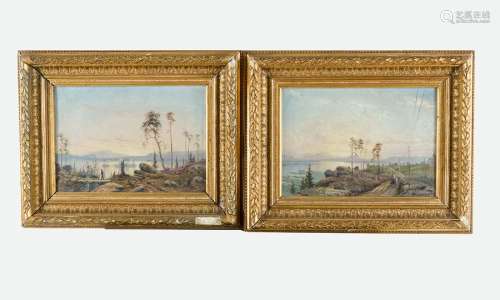 Artist 19th Century, Pair of paintings with hunter…