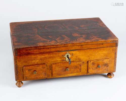 Austrian Folk Art casket, decorated with pyrograph…