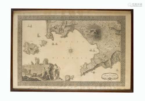 Map of Napoli, copper print on paper; by Giovanni …