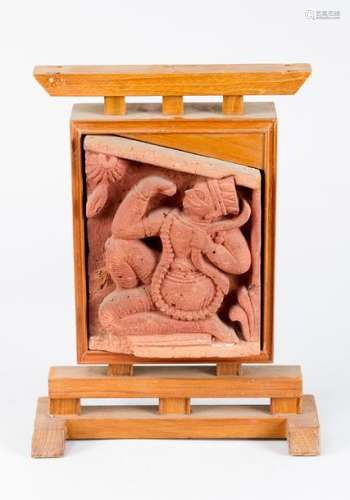 Asian stone relief, red stone carved with goodness…