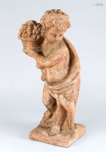 Terracotta Garden sculpture, putti holding a baske…