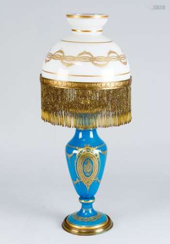 Bohemian glass petrol lamp, in amphora shape, with…