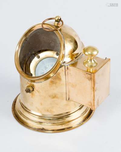 Marine compass, in polished brass house with glass…