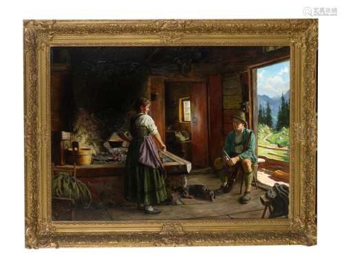 Emil Rau (1858 1937), Large painting of a couple i…