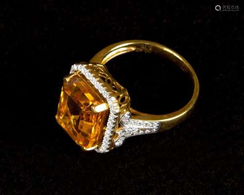Dianmond citrine ring around 1950, on the sides wi…