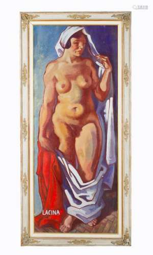 Josef Lacina (1899 1975), Female nude, oil on boar…