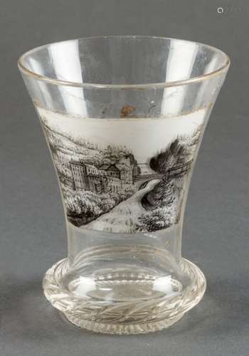 Biedermeier glass, conic shape with cutted foot; t…