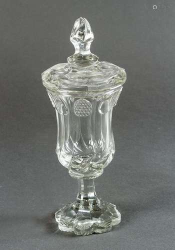 Biedermeier goblet, with central foot, cutted tran…