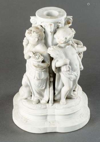 Biscuit porcelain group (base of a tazza), with th…