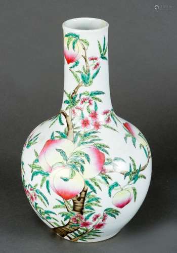 Chinese porcelain vase, in pumpkin shape with long…