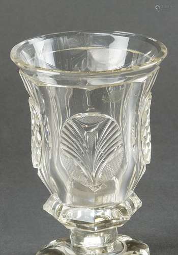 Biedermeier glass baker, with central foot, cutted…