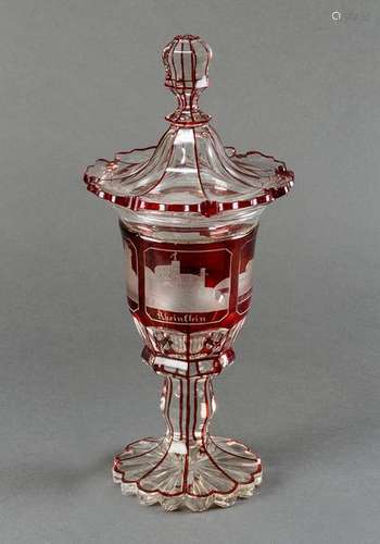 German Glass Goblet, central foot with round cutte…