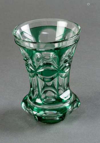 Biedermeier glass baker with green opal on transpa…