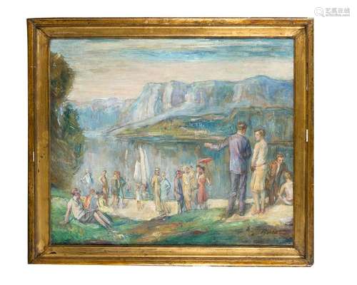 Lazslo Barta (1902 1961), At the lake; oil on canv…