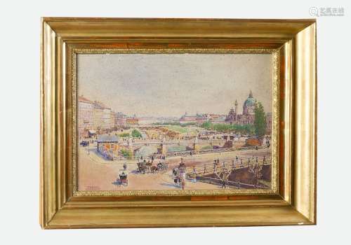 Franz Poleone 20th Century, View of Vienna, waterc…