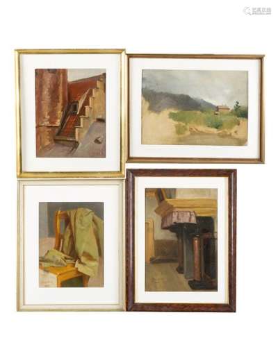 Cecil van Haanen (1844 1914), Four oil studies, oi…