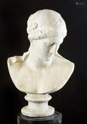 Female bust after the Ancient, on integrated round…