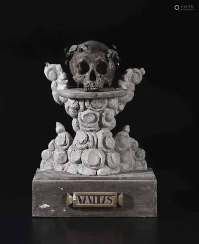 Vanitas in legno scolpito, XX secolo,