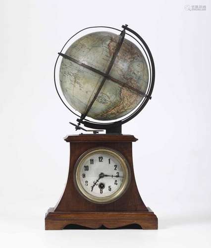 Orologio Decò con globo terrestre, Ludwig Julius H…