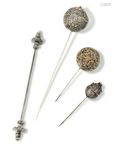 Four filigree hairpins, Italy, 17 1800s