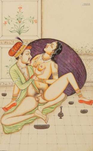 Pergamena dipinta con scena del Kamasutra. India (…