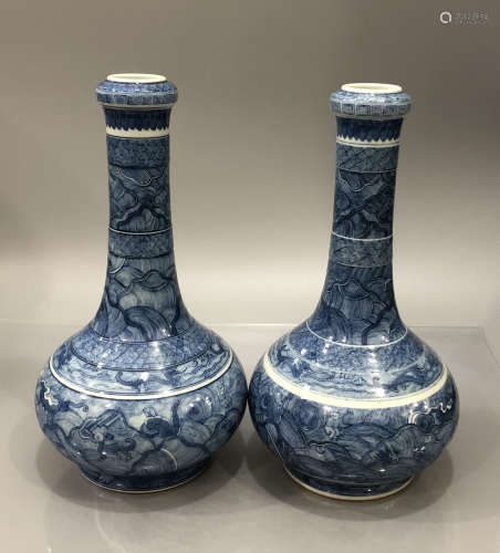 Pair Blue and White Vases Kangxi Period
