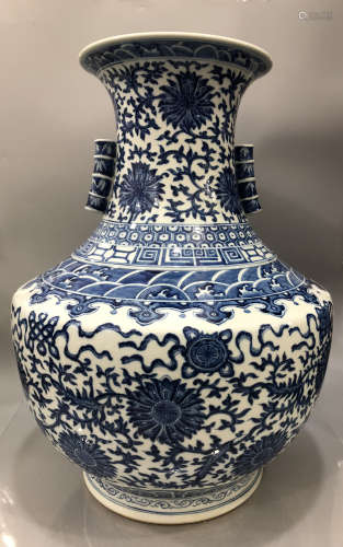 A Blue and White Fun Vase Qianlong Period