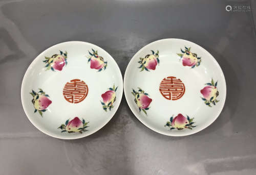 Pair Famille Rose Plates Qianlong Period