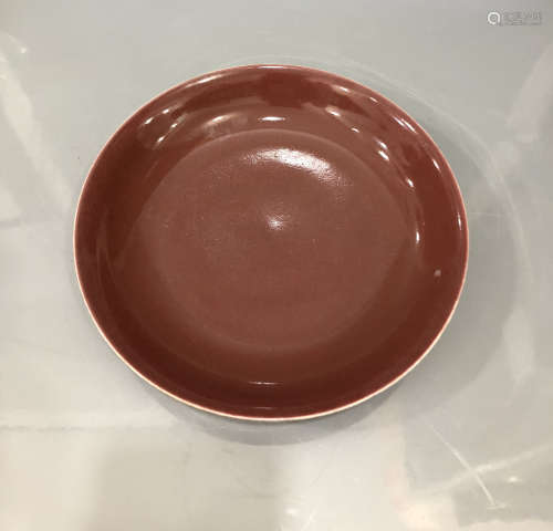 A Copper Red Plate Qianlong Period