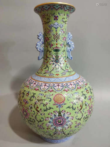 A Famille Rose Vase Jiaqing Period