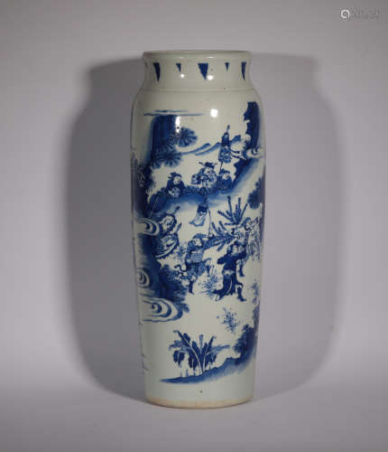 A Blue and White Sleeve Vase Chongzhen Period