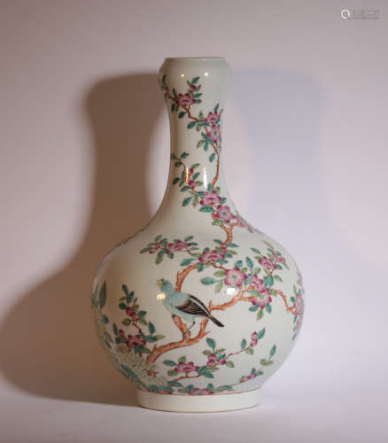 A Famille Rose Garlic Head Vase Guangxu Period