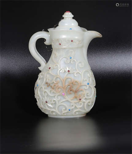 A White Jade Ewer Qing Dynasty