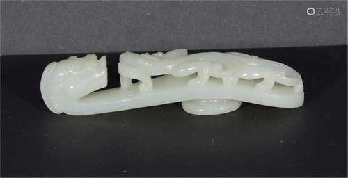 A White Jade Belt Hook Qing Dynasty