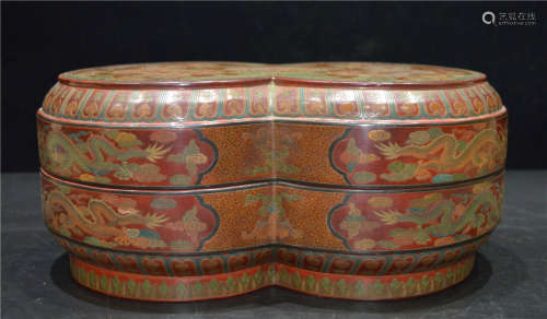 A Lacquer Gilt Box and Cover Qing Dynasty