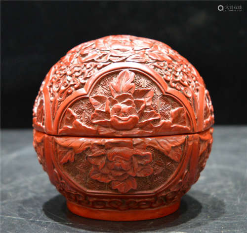 A Carved Cinnabar Lacquer Box Qing Dynasty
