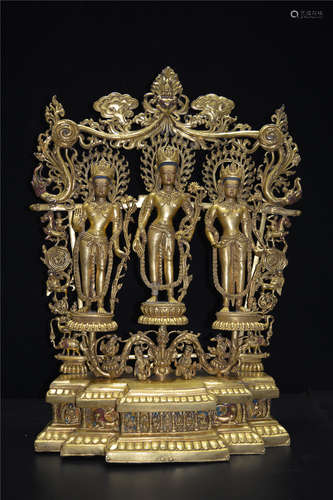 A Bronze Gilt Bodhisattva Group Ming Dynasty