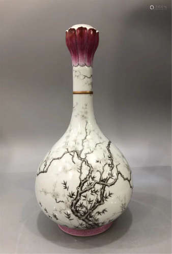 A Famille Rose Garlic Head Vase Yongzheng Period