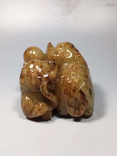 A Jade Lion Group Qing Dynasty