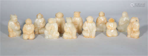 A Group of Twelve Zodiac Jade Figures