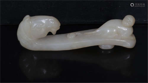 A White Jade Belt Hook Qing Dynasty