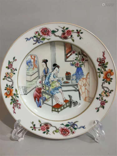 A Famille Rose Figures Plate Kangxi Period