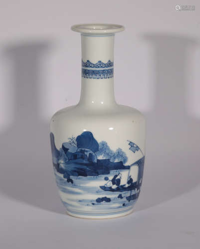 A Blue andWhite Figures in Landscape Mallet Vase Kangxi Period