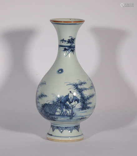 A Blue and White Figural Yuhuchunping
