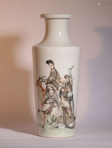 A Famille Rose Figures Vase Republic Period