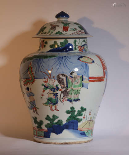 A Famille Verte Jar and Cover Kangxi Period