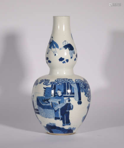 A Blue and White Gourd Shaped Vase Kangxi Period