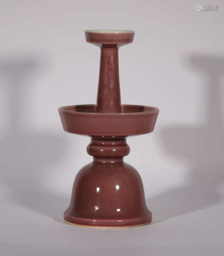 A Copper Red Candle Stick Qianlong Period